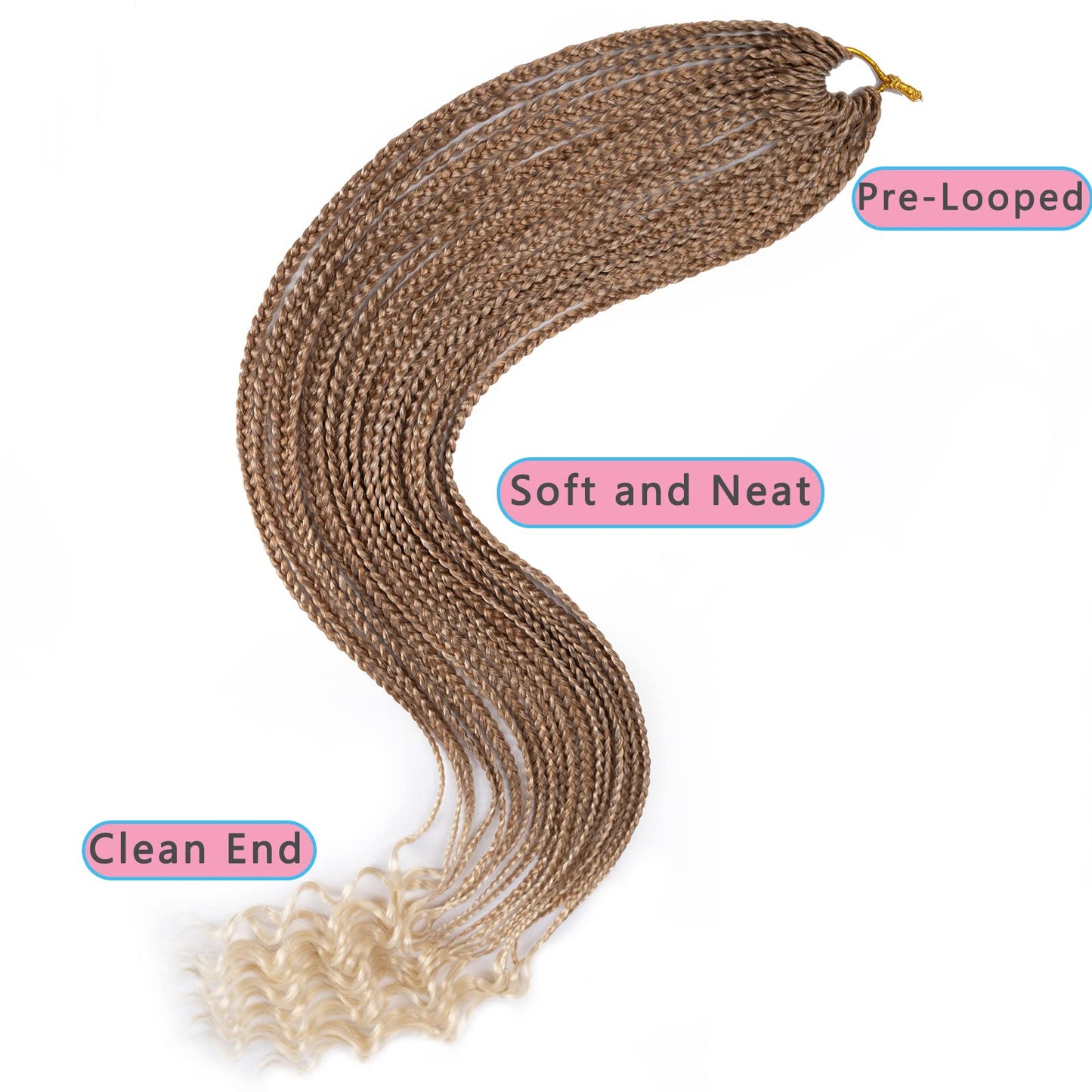 Phosphe 144 Strands Goddess Crochet Box Braids with Curly Ends 30 Inch Pre Looped Box Braids Crochet Hair 8 Packs Curly Crochet Braids for Black Women