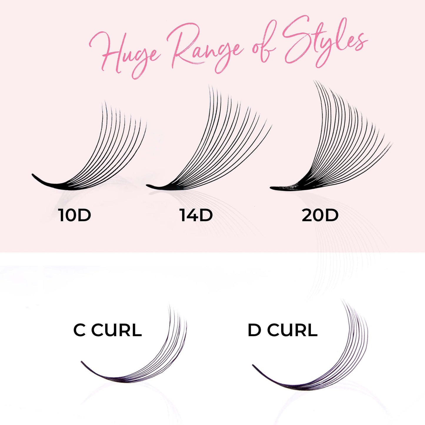 One V Salon, 1000 Loose Professional Use Premade Fans Eyelash Extensions, C Curl Volume Lashes,14D 20D 10D-0.07 Thickness, 9-16mm Fluffy Handmade Fan Mixed Tray