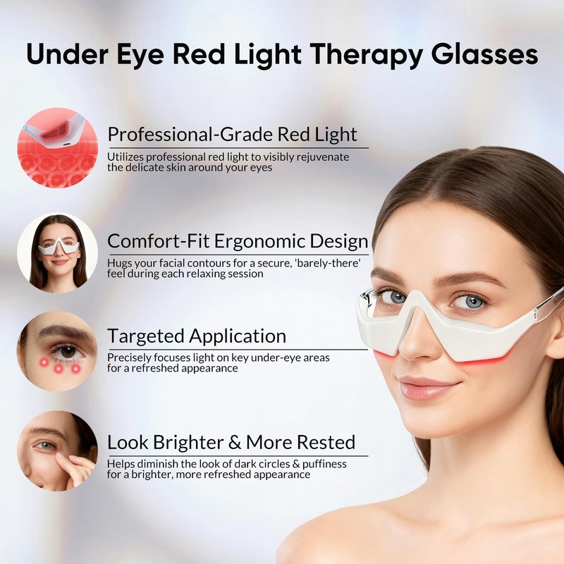 Red Light Therapy Eye Massager for Dark Circles and Puffiness, Portable Eye Care Device with 3 Modes for Wrinkles & Anti-Aging, Ideal for Daily Skincare Routines
