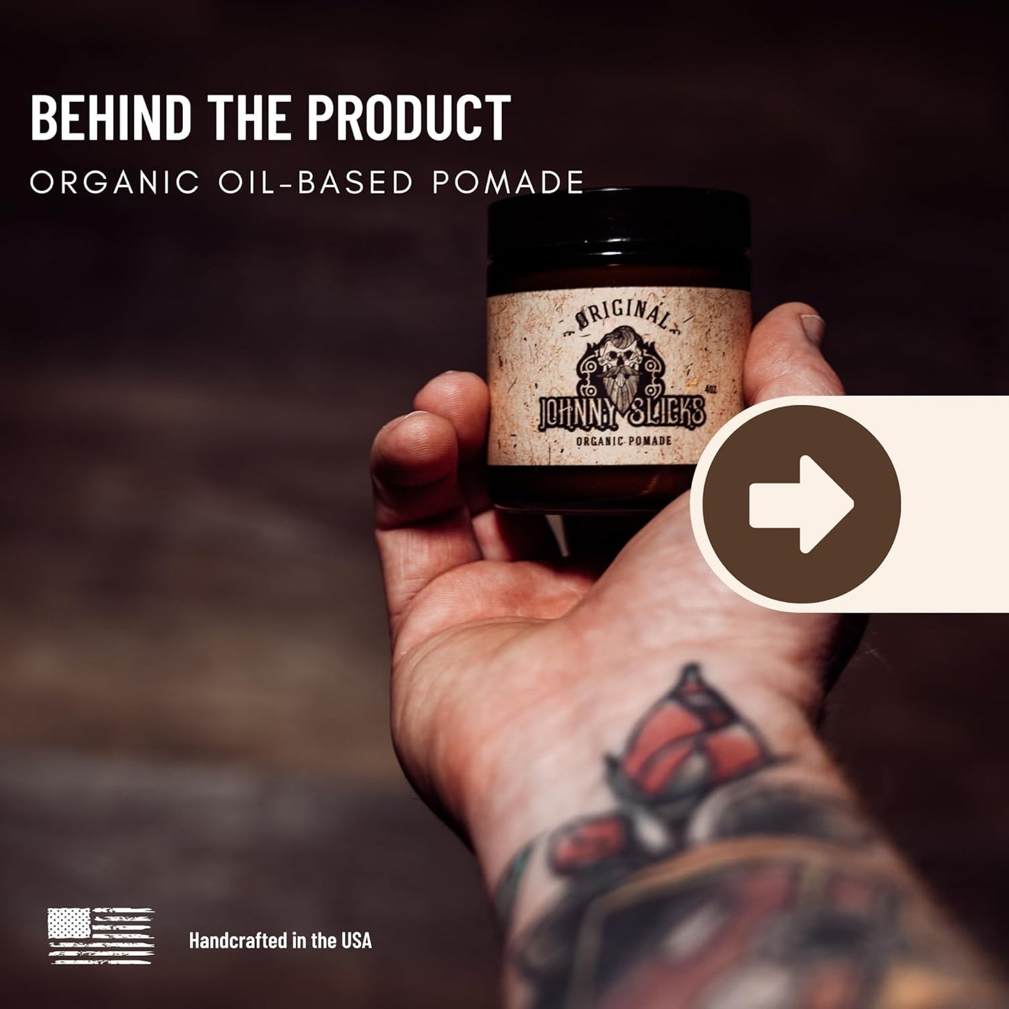 Johnny Slicks Oil-Based Pomade - Organic Hair Styling for Men | Low to Medium Hold, 4 Ounce