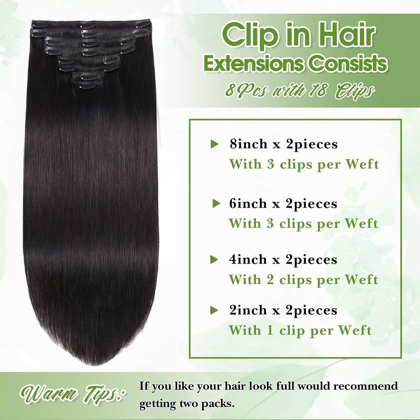 Dark Brown Clip in Hair Extensions Real Human Hair 16inch 8pcs/65g Lightweight Straight Remy Human Hair Clip in Extensions for Women Dark Brown Seamless Human Hair Extensions Clip ins Double Weft