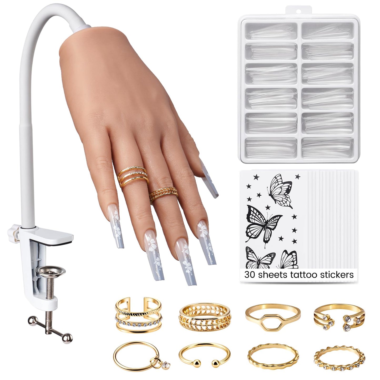 Silicone Practice Hand for Acrylic Nails- Flexible Right Hand for Beginners