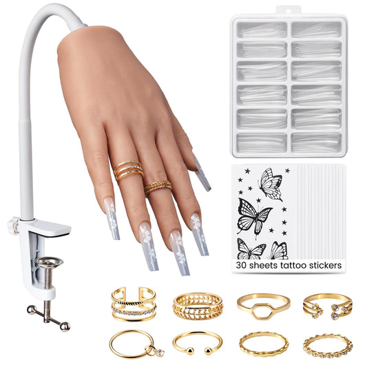 Silicone Practice Hand for Acrylic Nails- Flexible Right Hand for Beginners