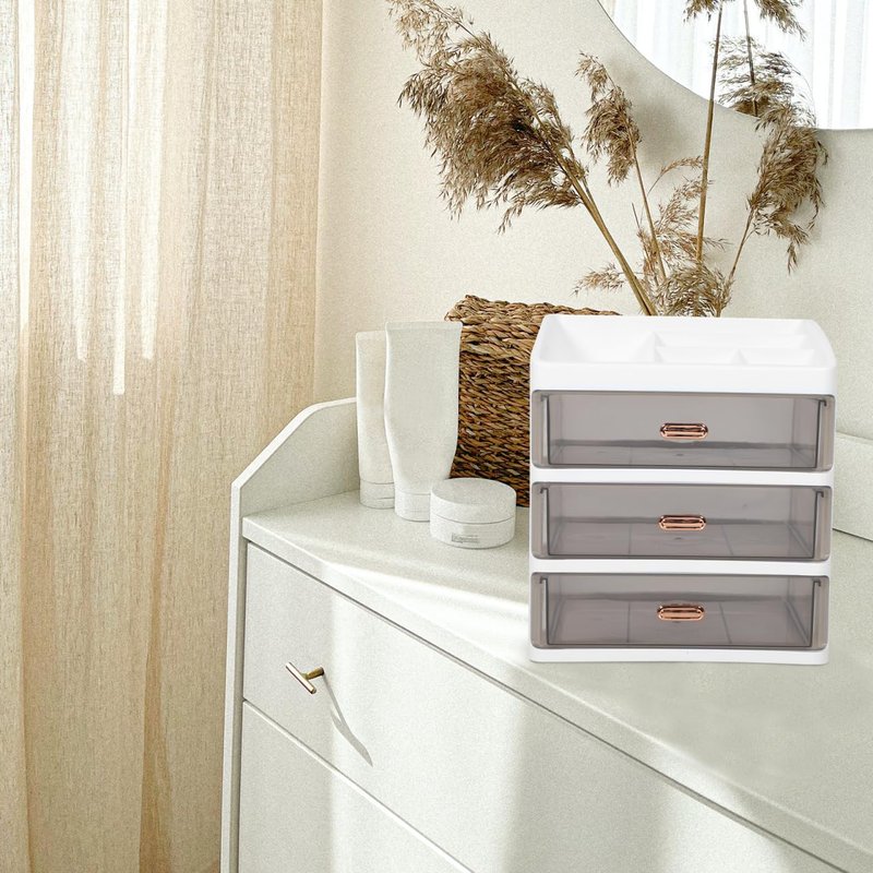 HOLIDYOYO Countertop Cosmetic Organizer Box with Transparent Drawers Multi-Layer Makeup Storage for Skincare Office Supplies Bedroom and Bathroom