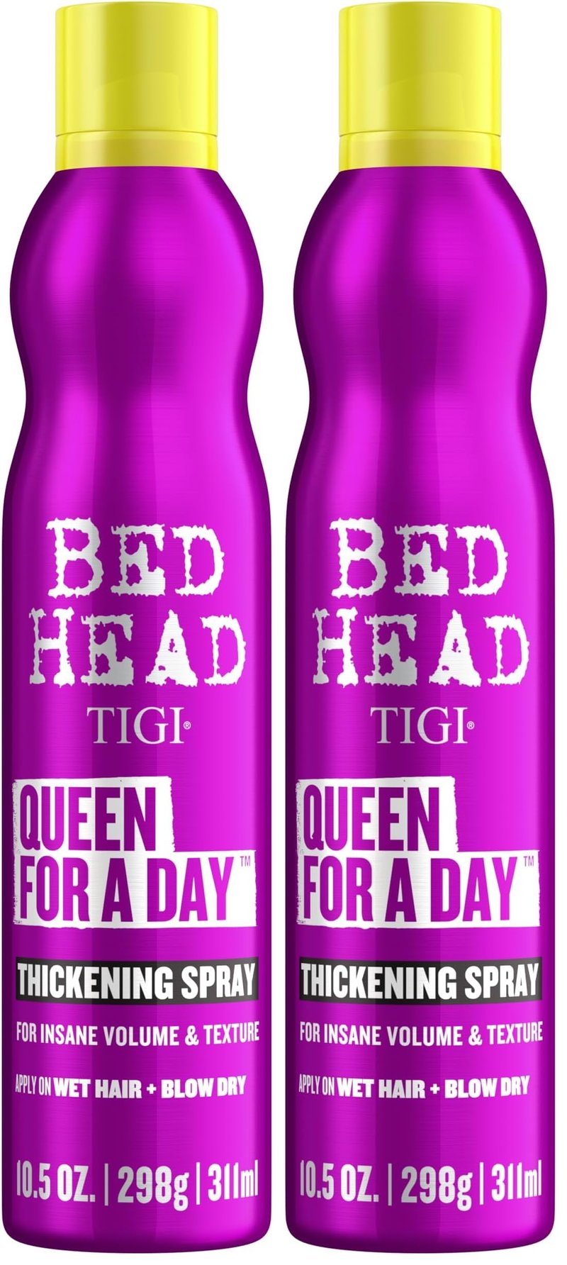 TIGI Bed Head Volumizing Hair Spray, Queen For A Day, for Thickening and Texturizing Fine Hair, 10.5 oz, 2 Pack