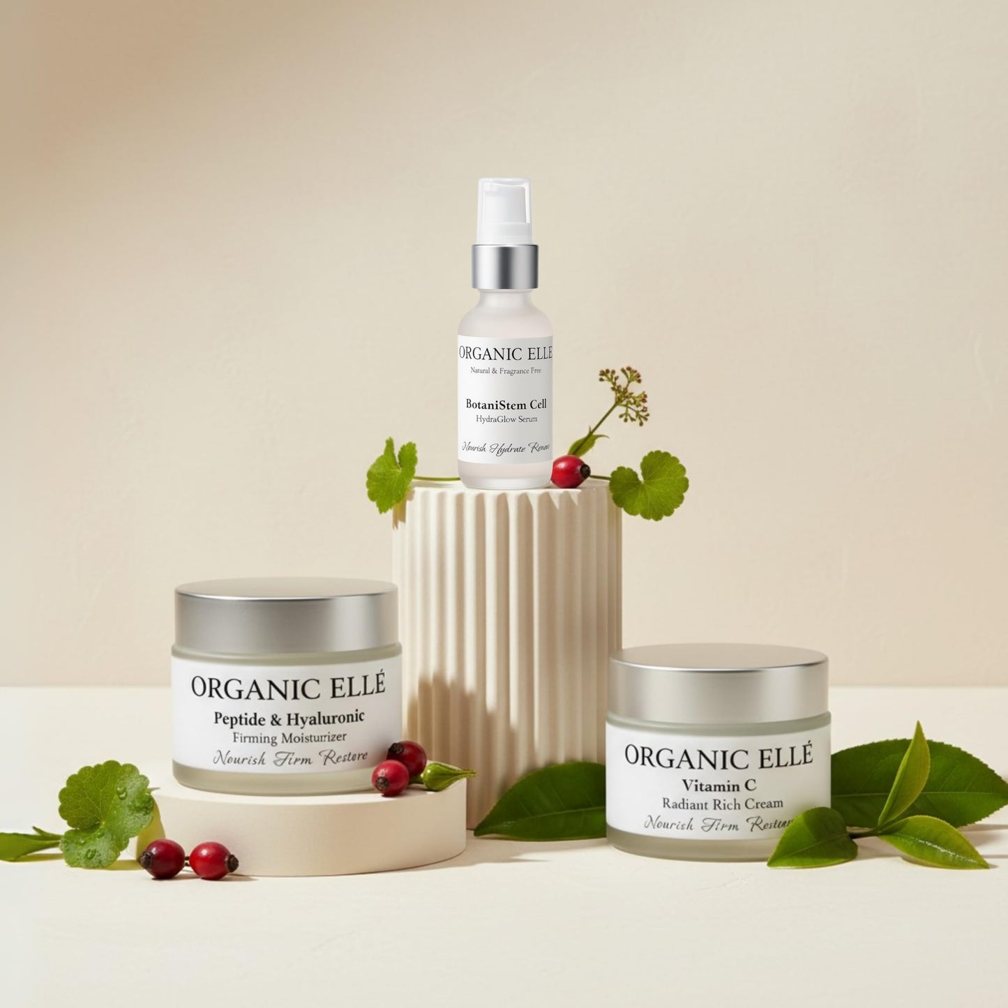 Organic Elle Vitamin C Radiant Rich Cream, Antioxidant Face Moisturizer with Aloe Vera and Botanical Oils