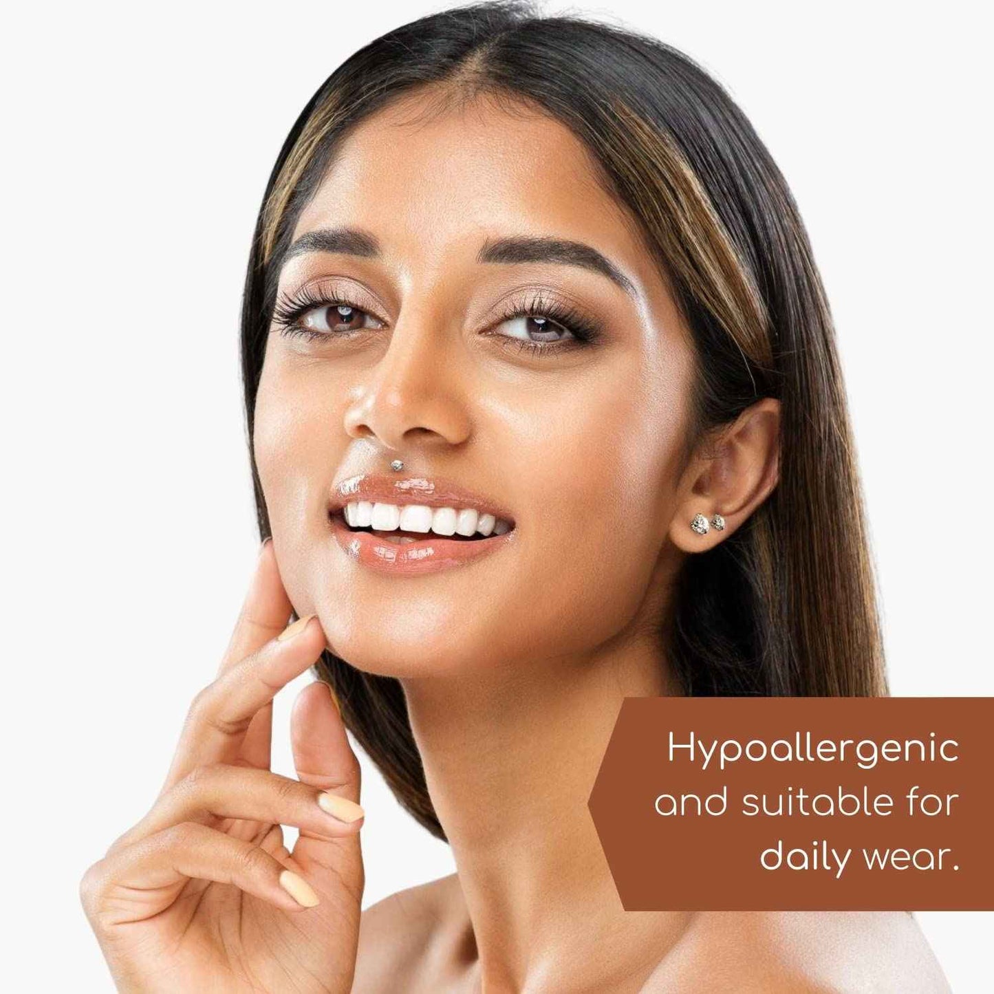 BodyJ4You 4PC Labret Tragus Cartilage 16G Studs - Piercing Aftercare Saline Cleanser