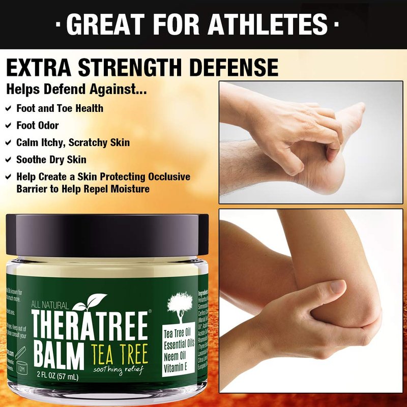 TheraTree Tea Tree Oil Balm & Skin Cream with Neem Oil by Oleavine - 2oz - Moisturizing Foot & Body Balm - Helps Soothe Dry, Cracked, Itchy Skin - Natural Ointment with Aloe Vera & Vitamin E