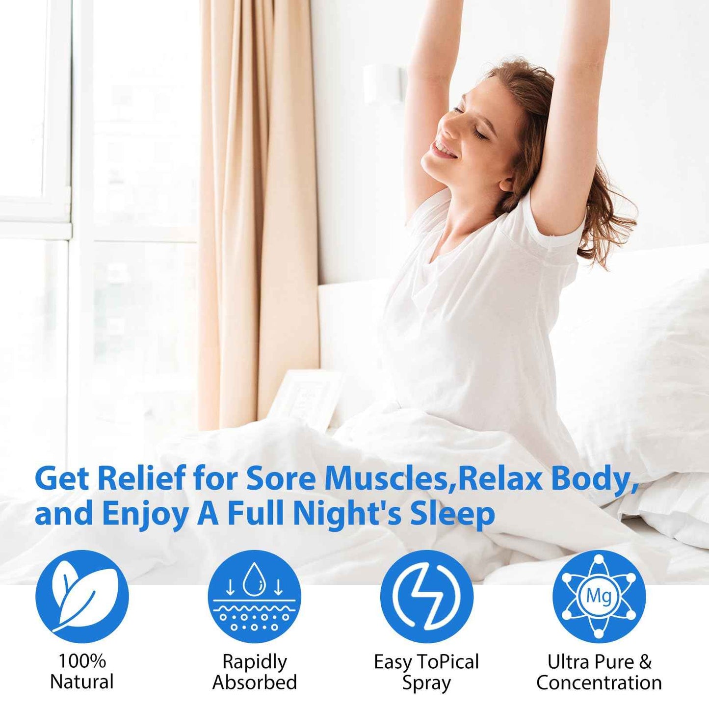 Magnesium Oil Spray - Magnesium Oil for feet - 100% Pure Magnesium Oil Spray Organic Natural Magnesium Spray - Nourish The Skin - Easy to Absorb and Use - Glass Bottle 2 fl oz (1pcs)