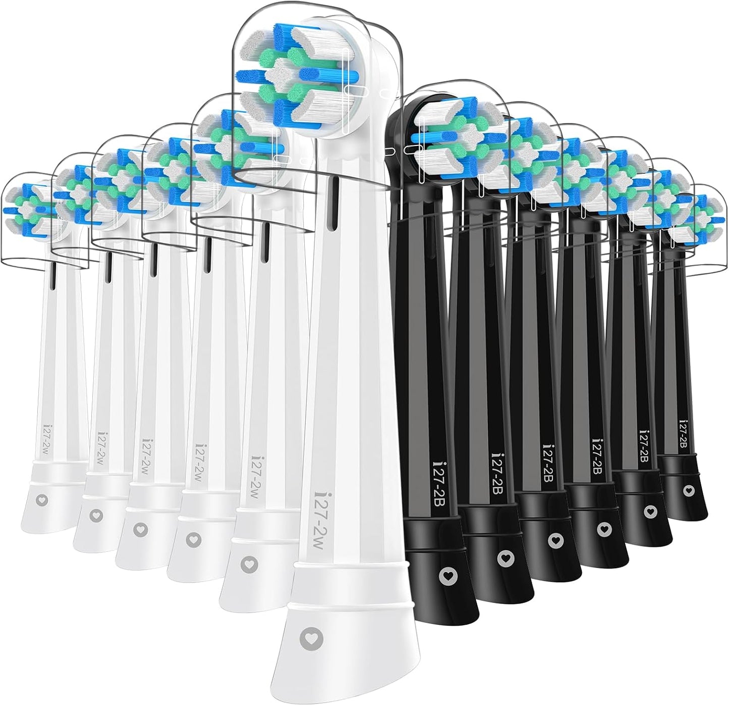 IO Replacement Brush Heads for Oral-B Electric Toothbrush | 12 Pack Compatible with Series 2-10 (Black/White)