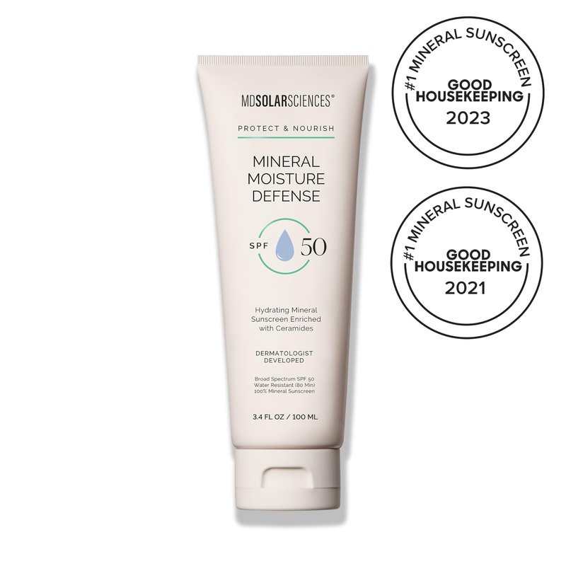 MDSolarSciences Mineral Moisture Defense Sunscreen SPF 30 | Hydrating Moisturizer with Ceramides | Water-Resistant, Broad Spectrum UV Protection | No White Cast | Safe for Sensitive Skin (3.4 Fl Oz)