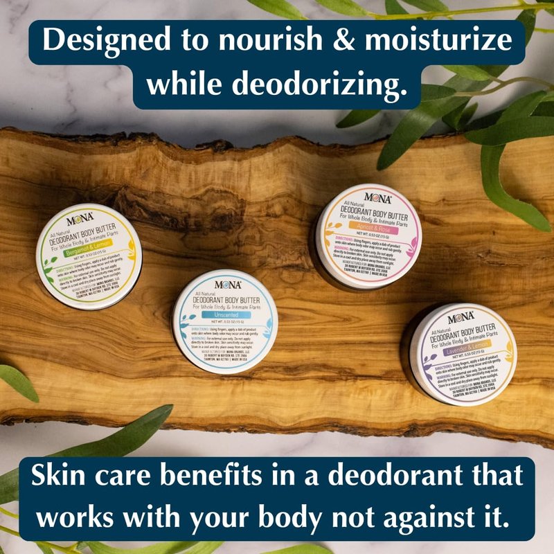 All Natural Whole Body Deodorant Cream - Aluminum & Baking Soda Free | Travel Size 4-Pack (0.53 Oz Each)