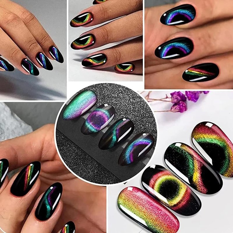 JERCLITY 9 Pieces Cat Eye Magnet for Nails Double-Head Multi-Function Magnet Square Thickened Cat Eye Magnet Plate Strong Cylindrical Nail Magnet for Cat Eye Gel Polish Nail Art