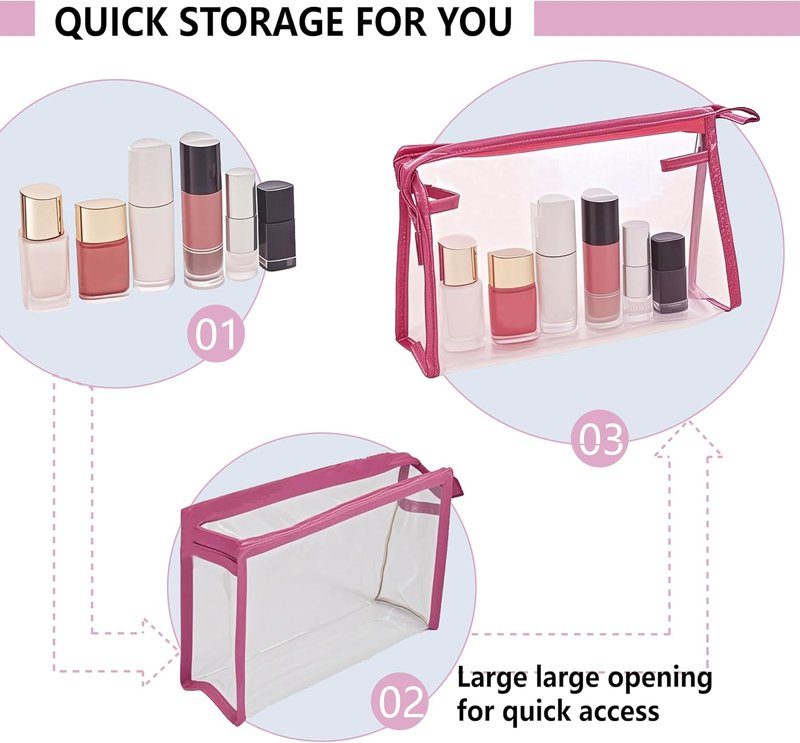 Portable Clear Makeup Bags - 24 Pcs Transparent Waterproof Toiletry Set | Travel Cosmetic Pouches & Pencil Cases