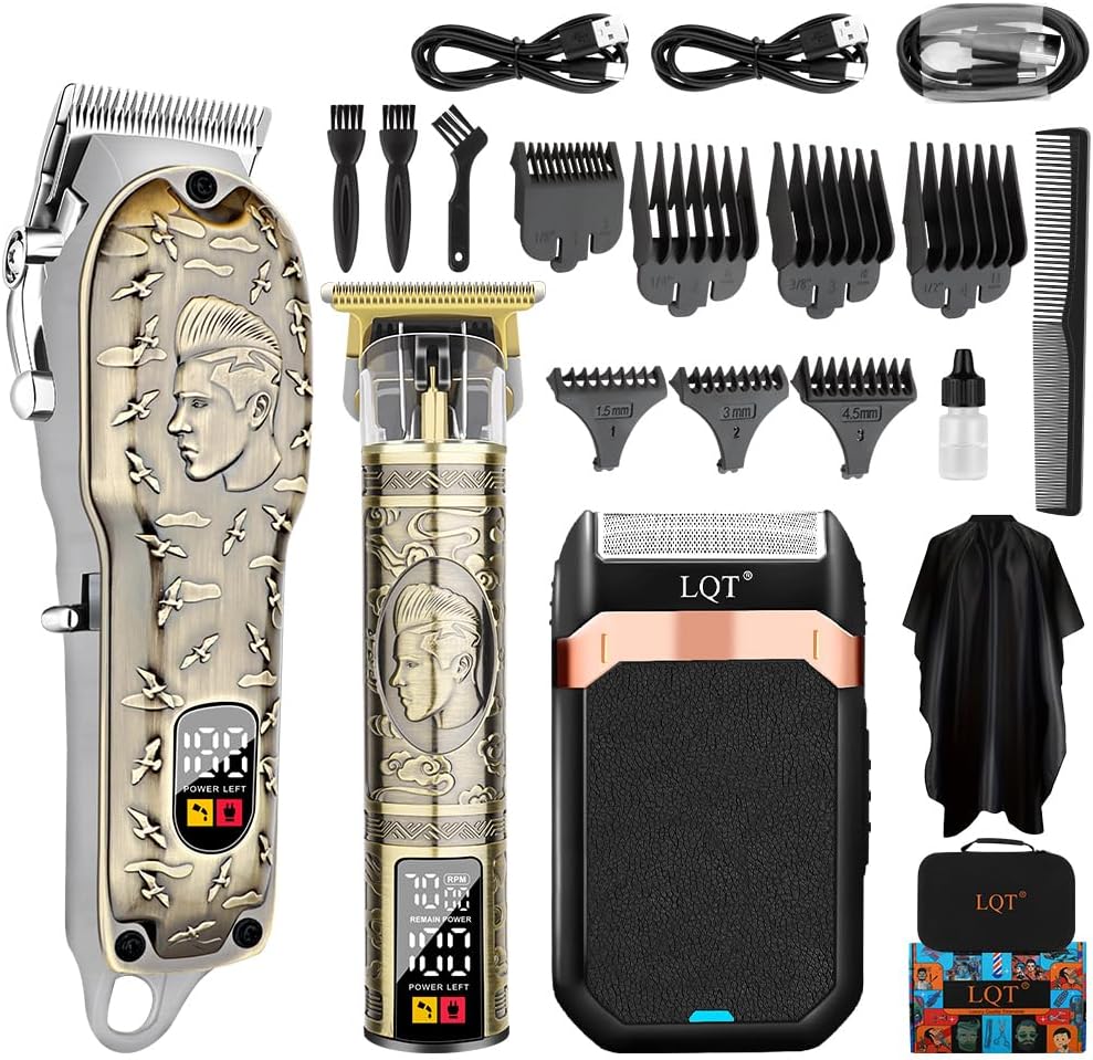 Professional Hair Clippers for Men - Cordless Trimmer Set with LED Display | Rechargeable Beard Shaver & Barber Kit