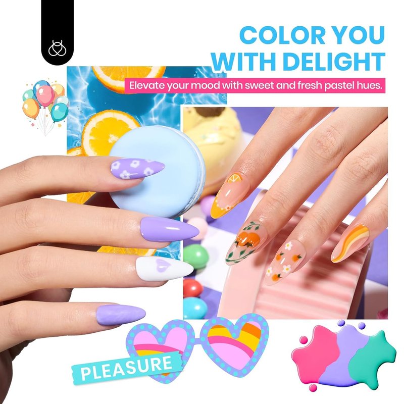 Beetles Gel Nail Polish Set - 60 Color Emotional Spectrum Kit | Base & Top Coat, UV/LED Soak Off