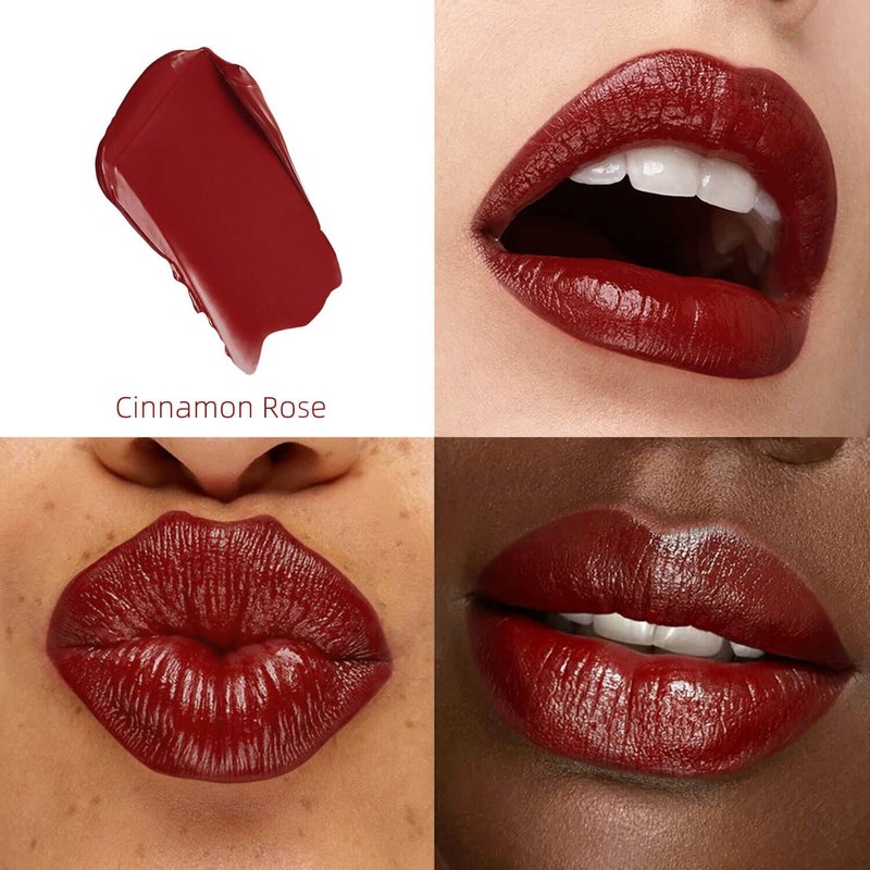 ilembane Deep Red Hydrating Lipstick – Moisturizing Cream Lip Balm for Dry Lips, Bold Glossy Finish, Lightweight Vegan Lip Color with Comfortable Smooth Wear (Cinnamon Rose)