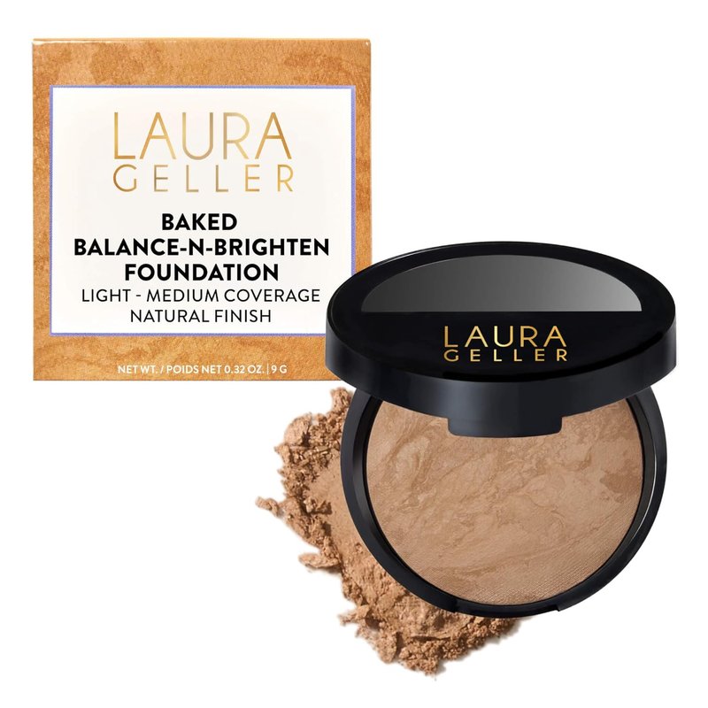 Laura Geller Baked Balance-n-Brighten Color Correcting Powder Foundation - Golden Medium | Buildable Demi-Matte Coverage