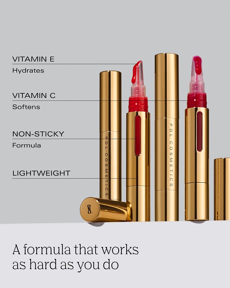 PDL Cosmetics by Patricia De León | Sexy Shine Red Tinted Lip Gloss (Fiesta) | Hydrating, Non-Sticky Formula | Lightweight, High Shine Finish | Vegan | Cruelty-Free | .14 fl oz