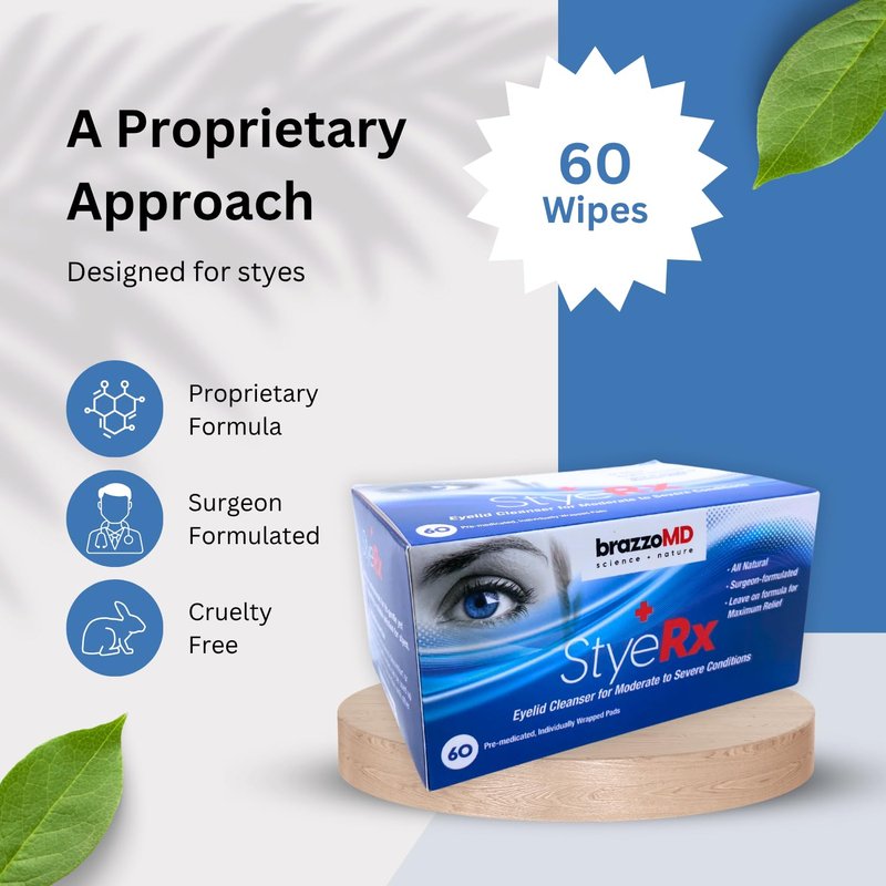 BrazzoMD StyeRx Eyelid & Lash Wipes for Stye Relief | 60 Count Box