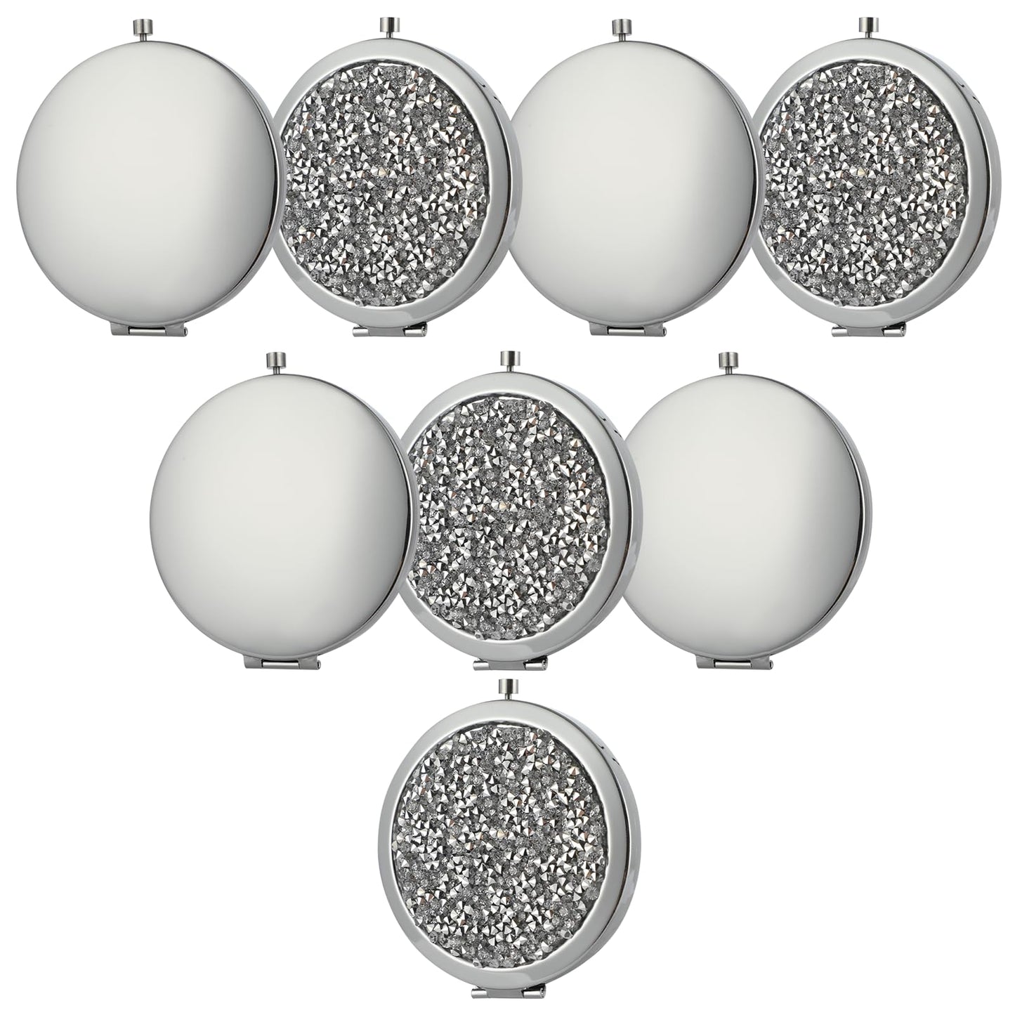 Varku 8PCS Magnifying Compact Mirrors, Pocket Travel Mirror with Magnification for Purse, Bridesmaid Mirrors Wedding Cosmetic Mirror, Mini Folding Mirror Handheld Makeup Mirror