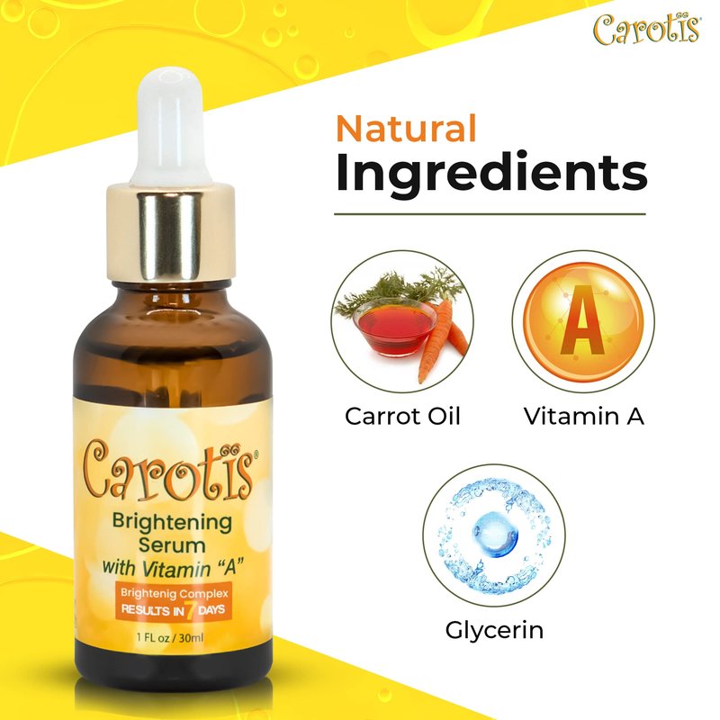 CAROTÏS, Skin Brightening Serum | 1 fl oz / 30 ml | Helps to Remove Dark Circles, Wrinkles & Spots, with Carrot Oil and Vitamin A
