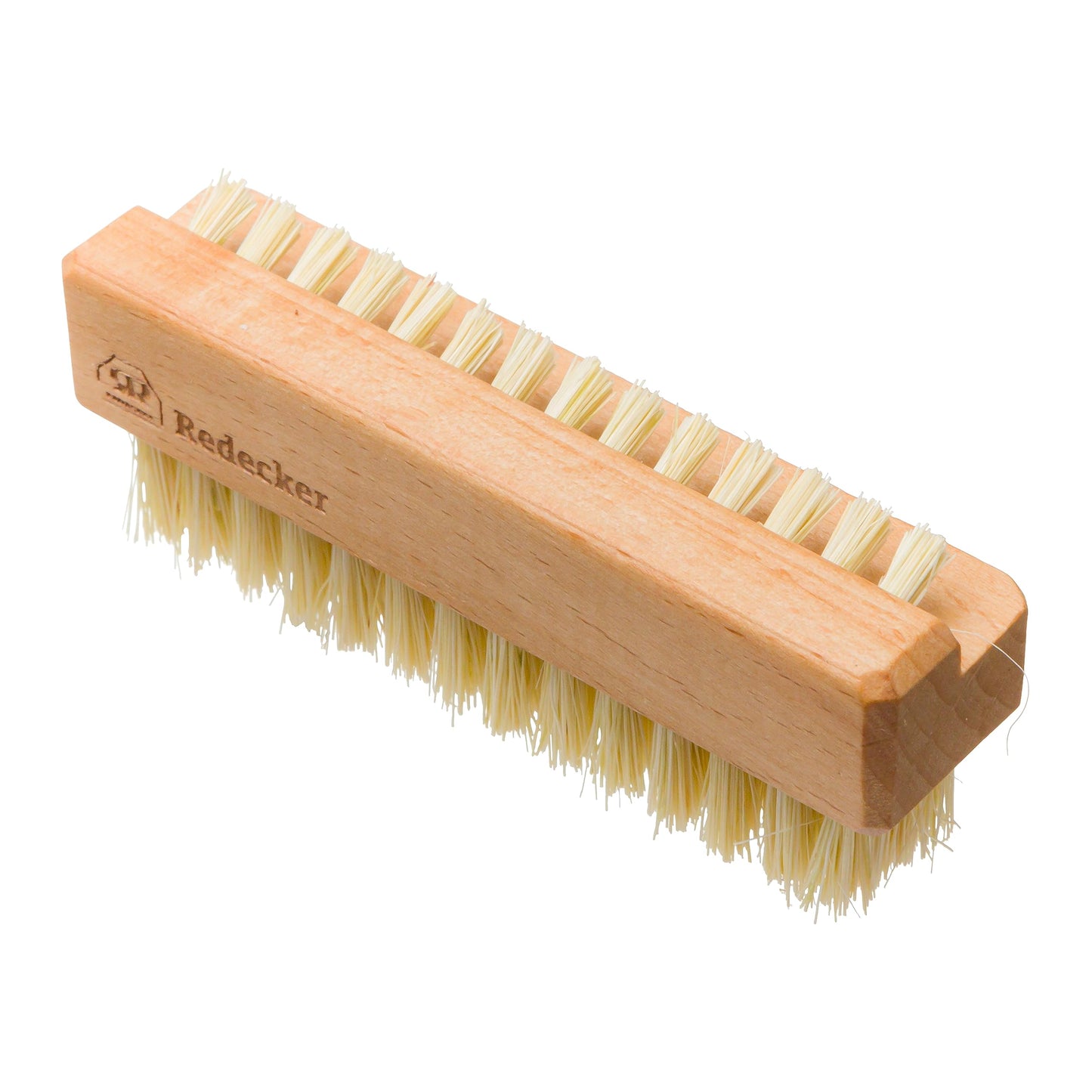 Redecker Natural Pig Bristle Nail Brush with Oiled Beechwood Handle, Double-sided Design with Angled Bristles, 3-1/2-Inches