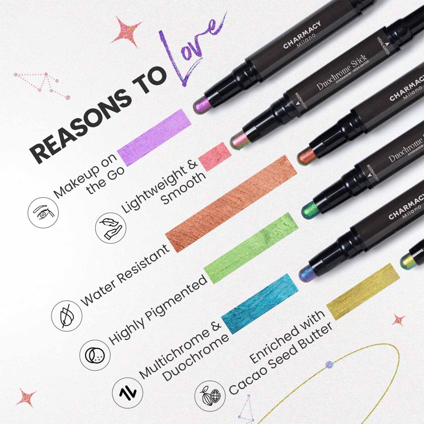 Multichrome 2-in-1 Cream Eyeshadow Stick - Waterproof Eye Brightener & Highlighter, Vegan, Smudge-Proof | High Pigment (#904)