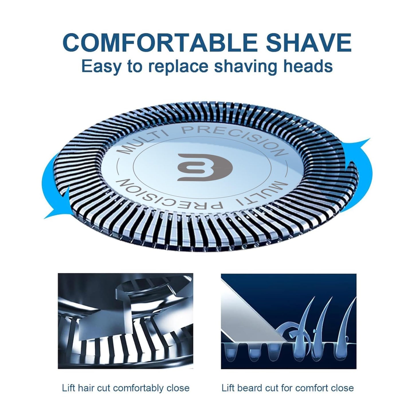 SH30 Replacement Heads Compatible with Philips Norelco Series 3000, 2000, 1000 Shavers and S738 Click and Style, 9 Pack