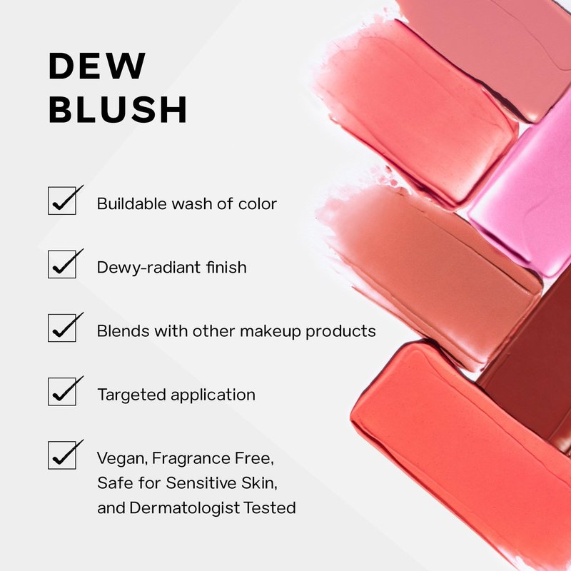 Saie Dew Liquid Blush for Cheeks - Hydrating Cream Blush Stick with a Blendable + Buildable Formula - Skincare Infused Dewy Cheek Tint for a Natural Flush - Glowy Makeup Essential - Spicy (.40 oz)