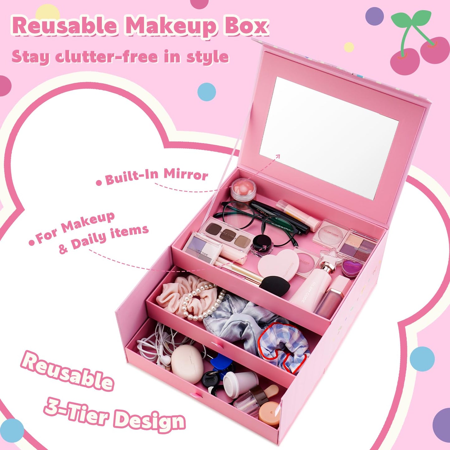 Glam Code Makeup Kit for Girl, Birthday Advent Calendar, Girls Makeup Gift Set for Teens, 24Pcs Makeup Mystery Box for Teenager Girls #Pink