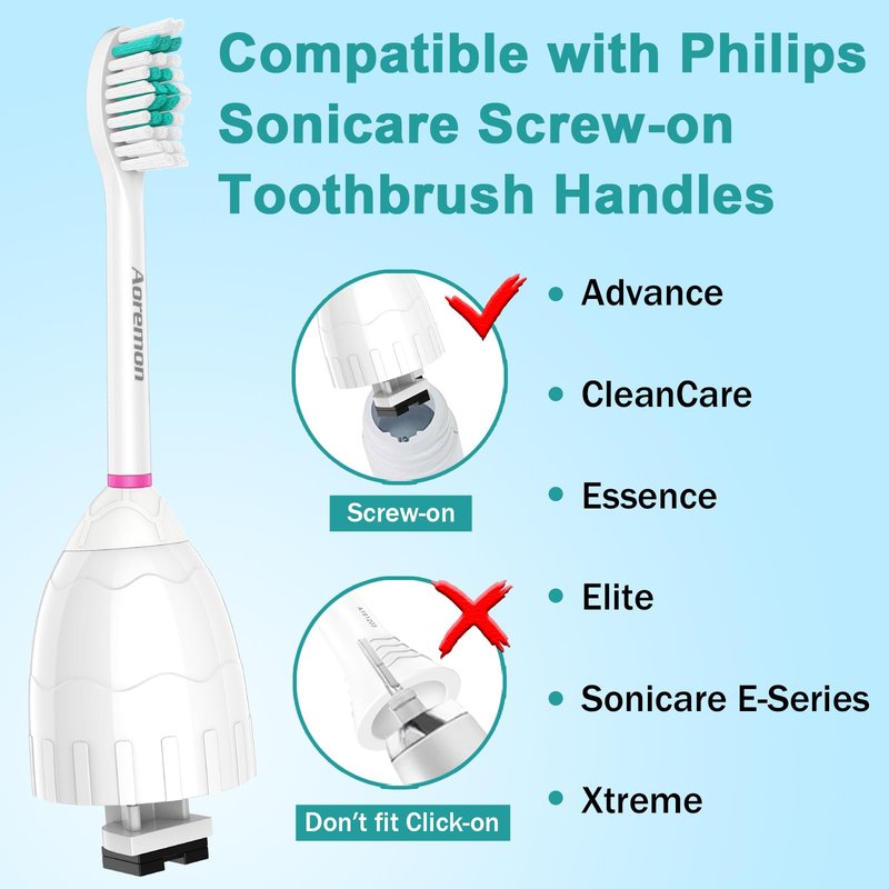Aoremon Replacement Toothbrush Heads Compatible with Philips sonicare E-Series, 6 Pack Replacement Brush Heads Come with Caps