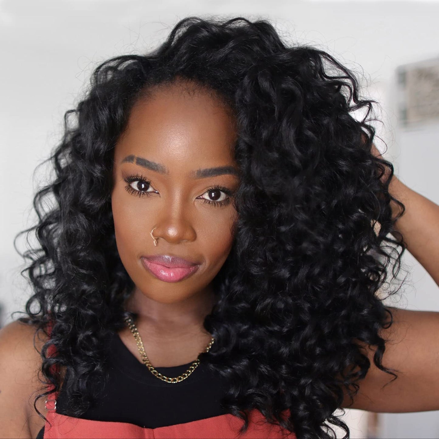 ToyoTress GoGo Curl Crochet Hair - 12 Inch 8 Packs Natural Black Beach Curl Crochet Hair, Short Curly Ocean Wave Water Wave Deep Twist Crochet Braids Synthetic Braiding Hair Extensions (12 Inch, 1B)