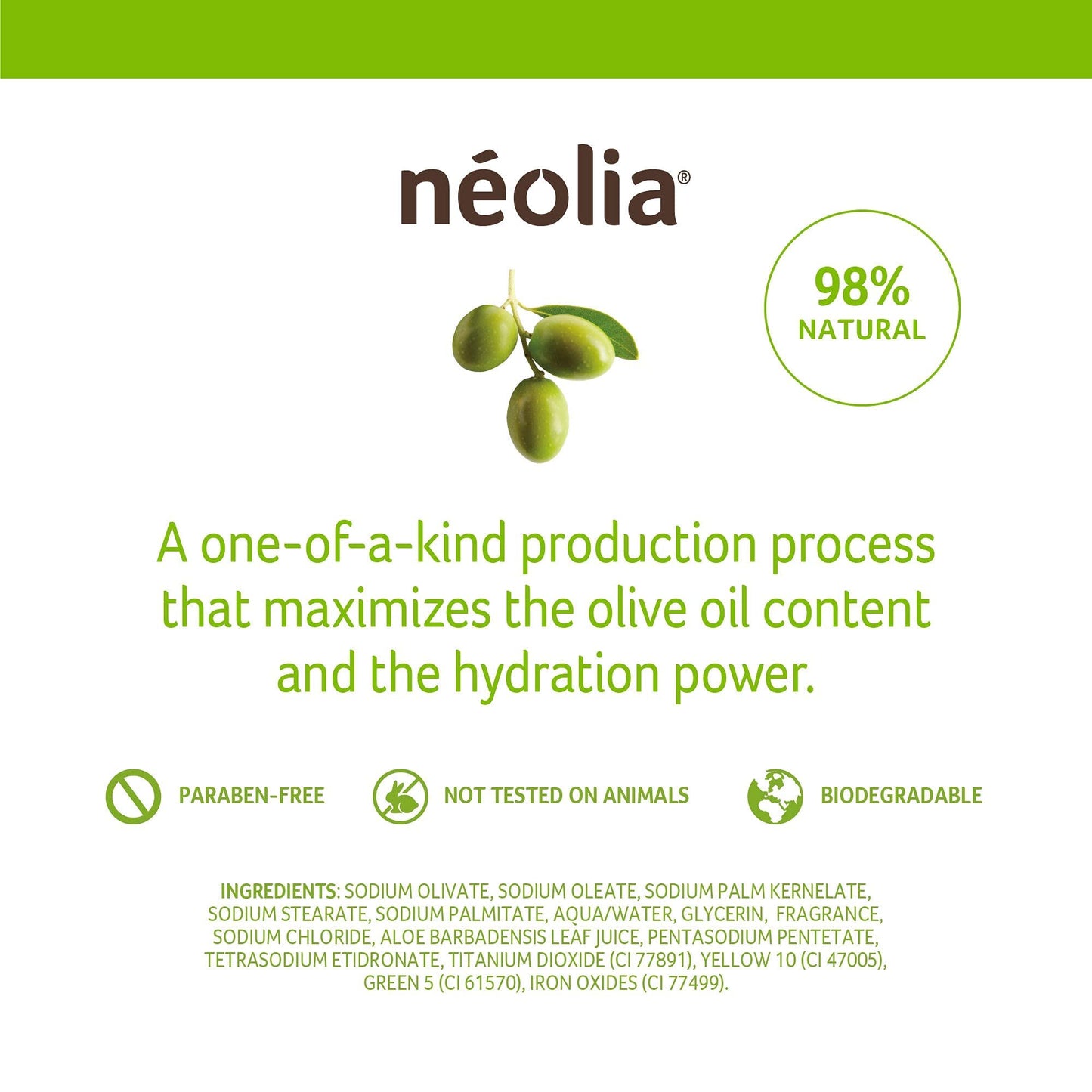 Neolia Olive Oil Soap Bar (8 Pack): Gentle Green Bar Cleanser Made with Organic Italian Extra Virgin Olive Oil & Aloe. Ideal Natural Soap for Dry Skin. Gentle Natural Cleanser for Sensitive Skin.