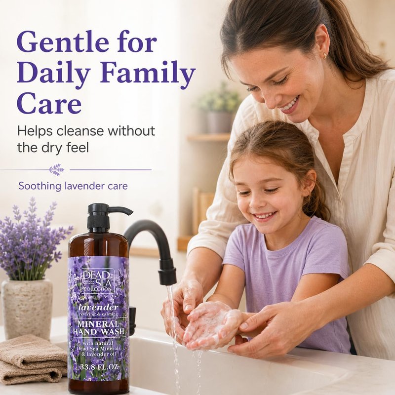 Dead Sea Collection Hand Soap Pump Lavender - Moisturizing Hand Wash Liquid with Dead Sea Minerals and Lavender Oil, Reviving, Calming - Pack of 2 (33.8 Fl Oz Each) - 67.6 Fl Oz Total
