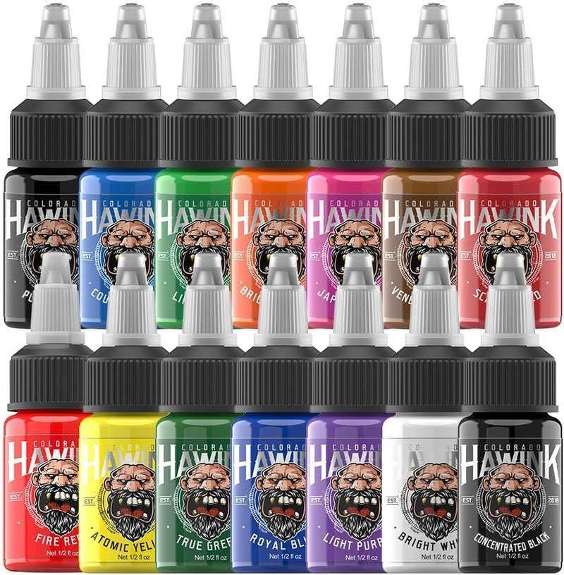 Hawink Tattoo Ink Set - 14 Vibrant Colors | 1/2 oz (15ml) Pigment Kit for Professional Use