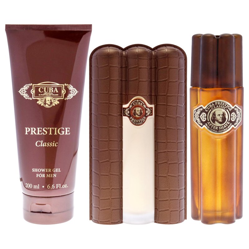 Cuba Prestige Classic for Men - 3 Pc Gift Set 3oz EDT Spray, 6.7oz Shower Gel, 3.3oz After Shave