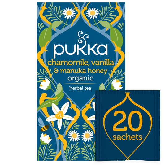 Pukka Organic Herbal Tea, Chamomile, Vanilla & Manuka Honey Tea, Honey & Fennel Blend, 20 Total Tea Bags