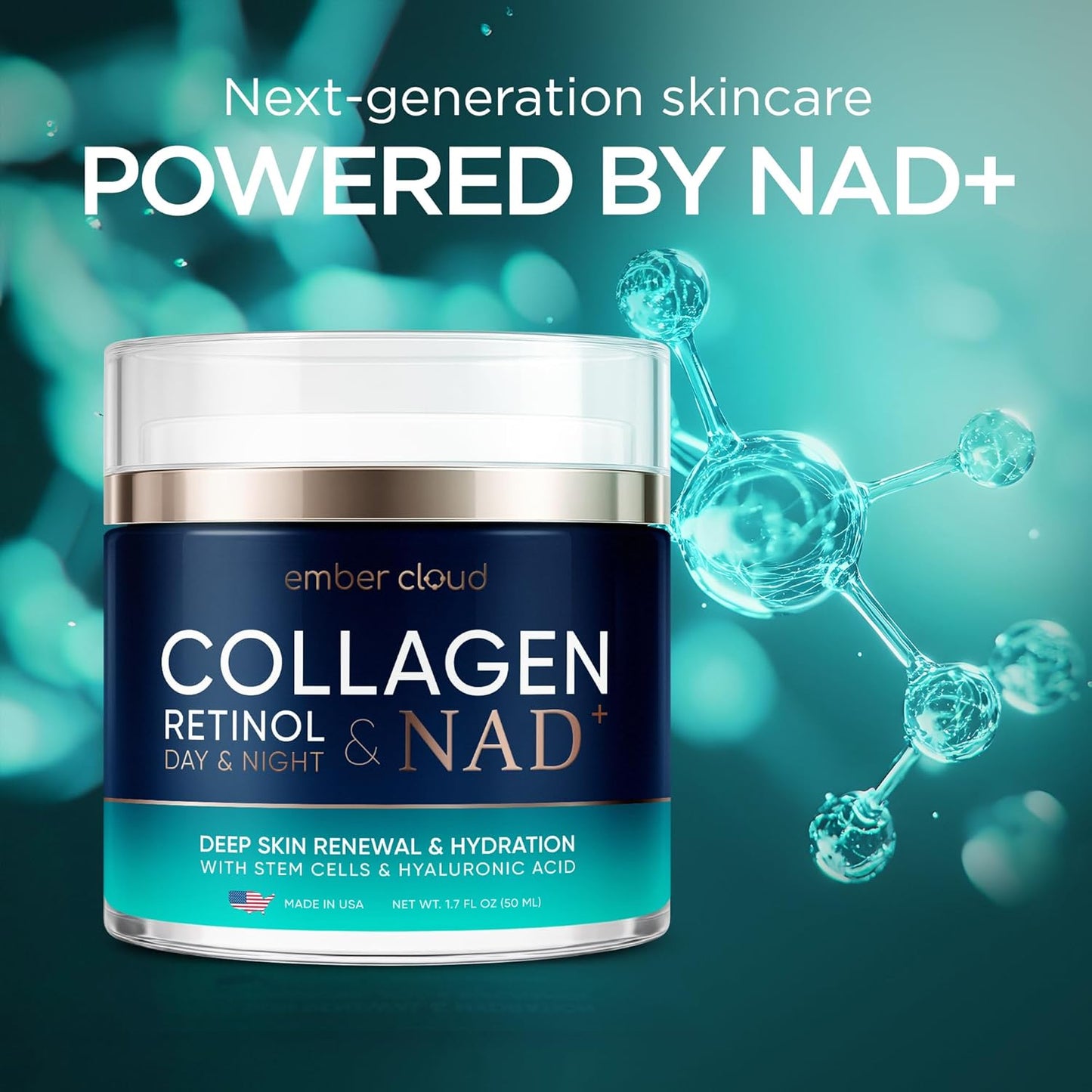 Collagen NAD+ Face Cream - Anti-Aging Moisturizer with Retinol & Hyaluronic Acid | 1.7 Oz, All Skin Types