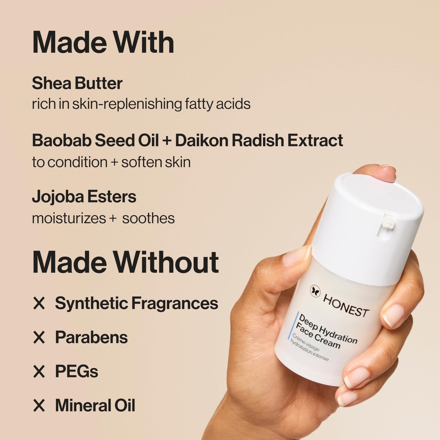Honest Beauty Deep Hydration Face Cream for Dry Skin, 1.7 fl oz