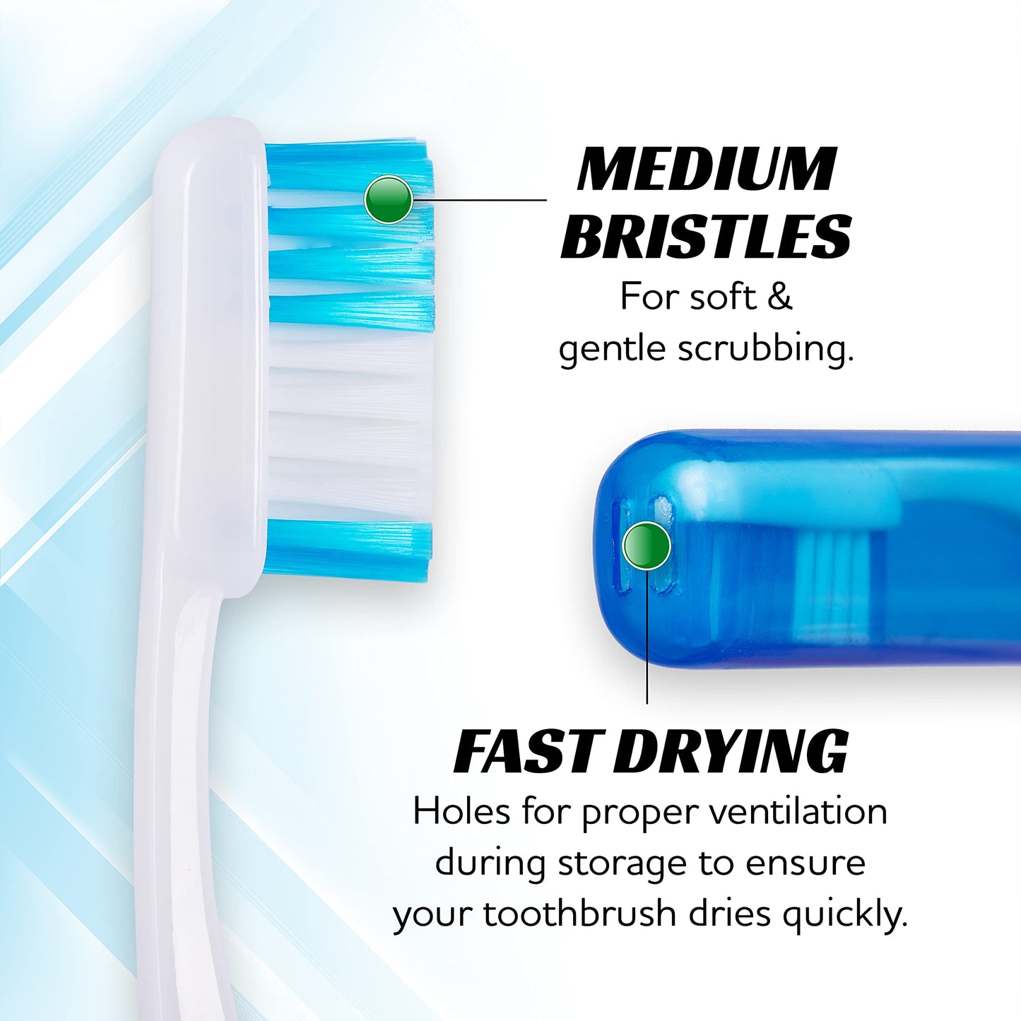 Firm Mini Travel Toothbrush with Cover, Camping Size, Adult Kit (50 Pack Medium)