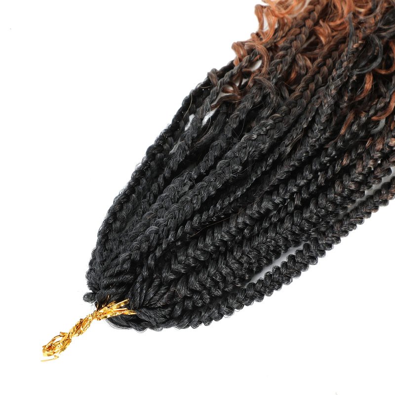 Goddess Crochet Box Braids Curly Ends 144 Strands 22 Inch Bohomian Goddess Box Braids Crochet Hair Synthetic Crochet Braids Hair Extensions(22 Inch,1B/30/27)