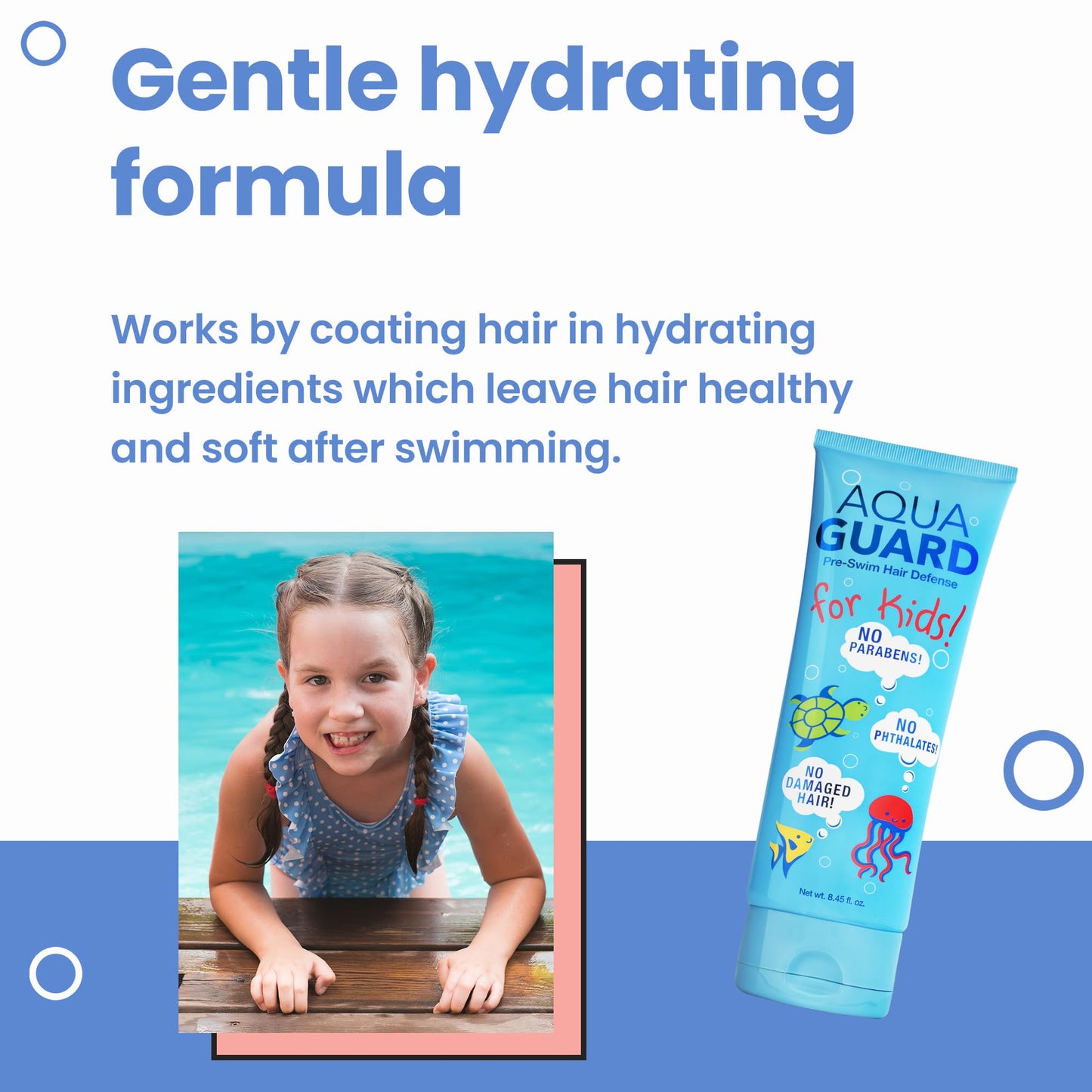 AQUA GUARD Pre-Swim Hair Defense For Kids | Chlorine Hair Shield + Easy Comb-Through | Made in California | Color Safe, Leaves Hair Smelling Great | 8.45 oz
