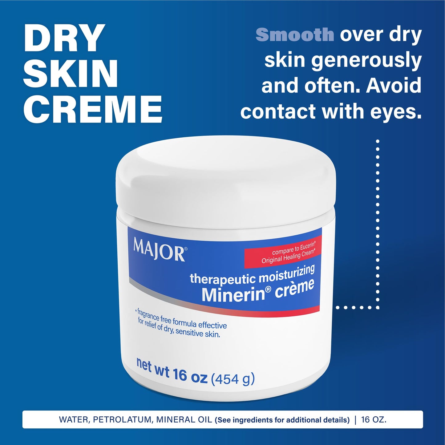 MAJOR Therapeutic Moisturizing Minerin Créme - Body Cream Moisturizer for Dry Skin - Fragrance-Free - 16 Oz. (4 Pack)