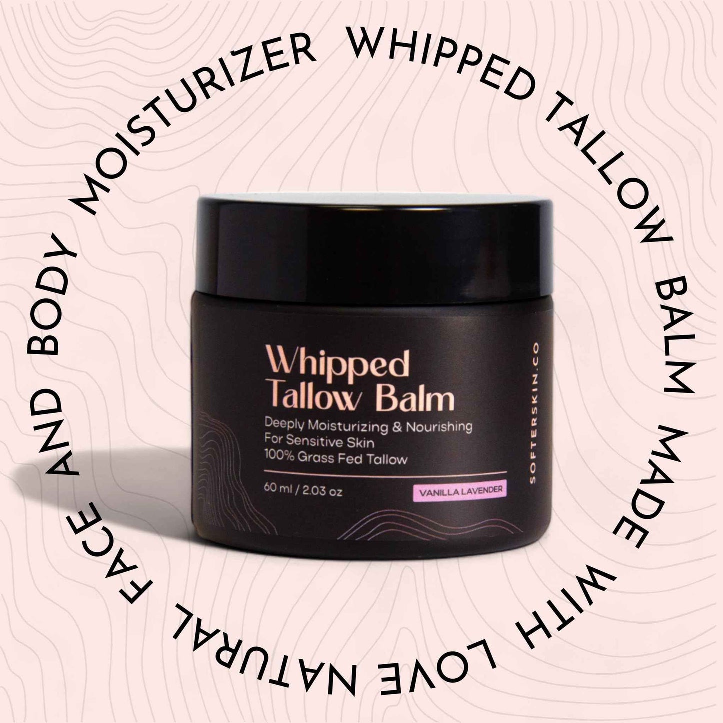 Beef Tallow for Skin (Vanilla Lavender 2 oz) - Whipped Tallow Balm for Face and Body - Natural Moisturizer for Sensitive Dry Skin - Handmade Body Butter - 100% Grass-Fed - Gentle Skincare