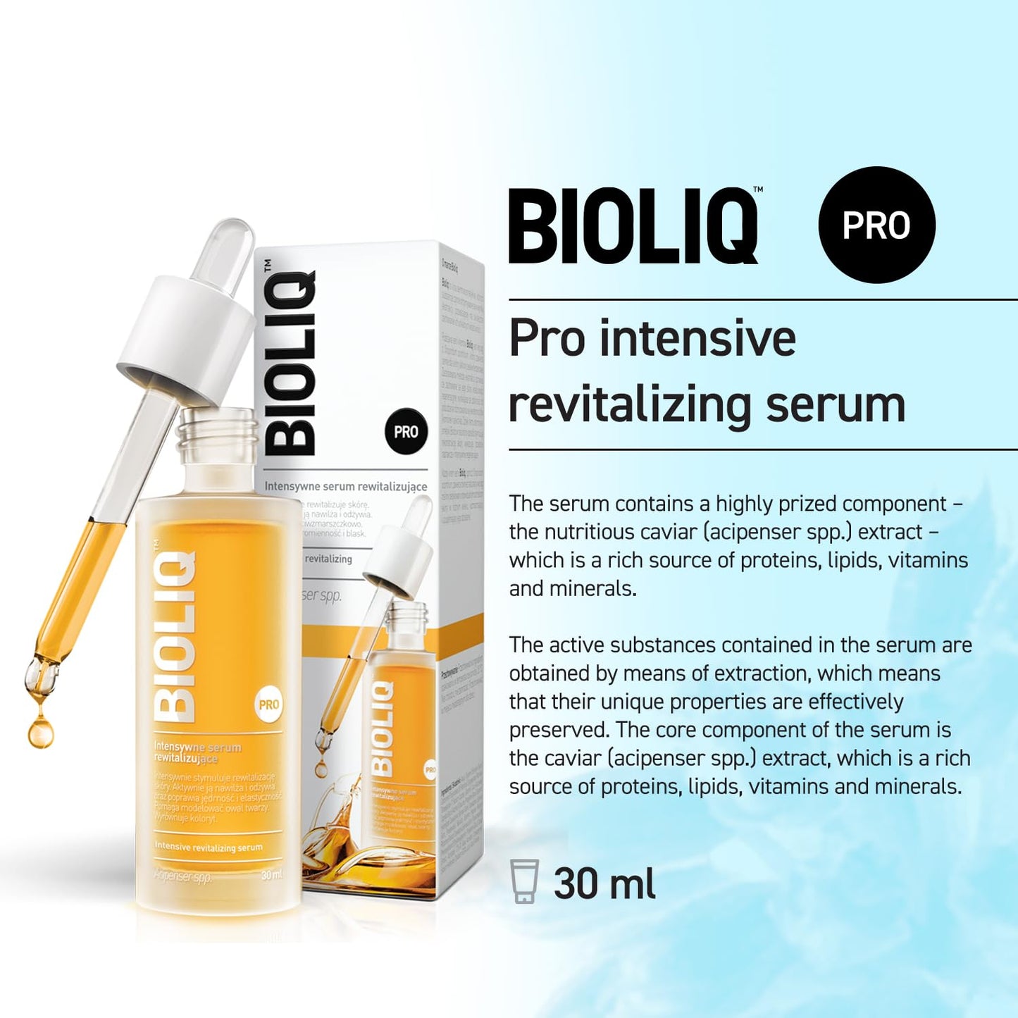 Bioliq - Pro Intensive Revitalizing Serum - with Caviar Extract, Anti-Wrinkle and Firming, Skin Rejuvenation, Moisturizing and Brightening - 30ml