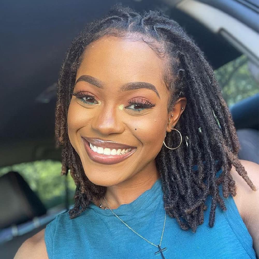 Human Hair Loc Extension - 0.2cm Thickness, 8 Inch | Natural Black, 30 Strands, Handmade Dreadlock Extensions for All