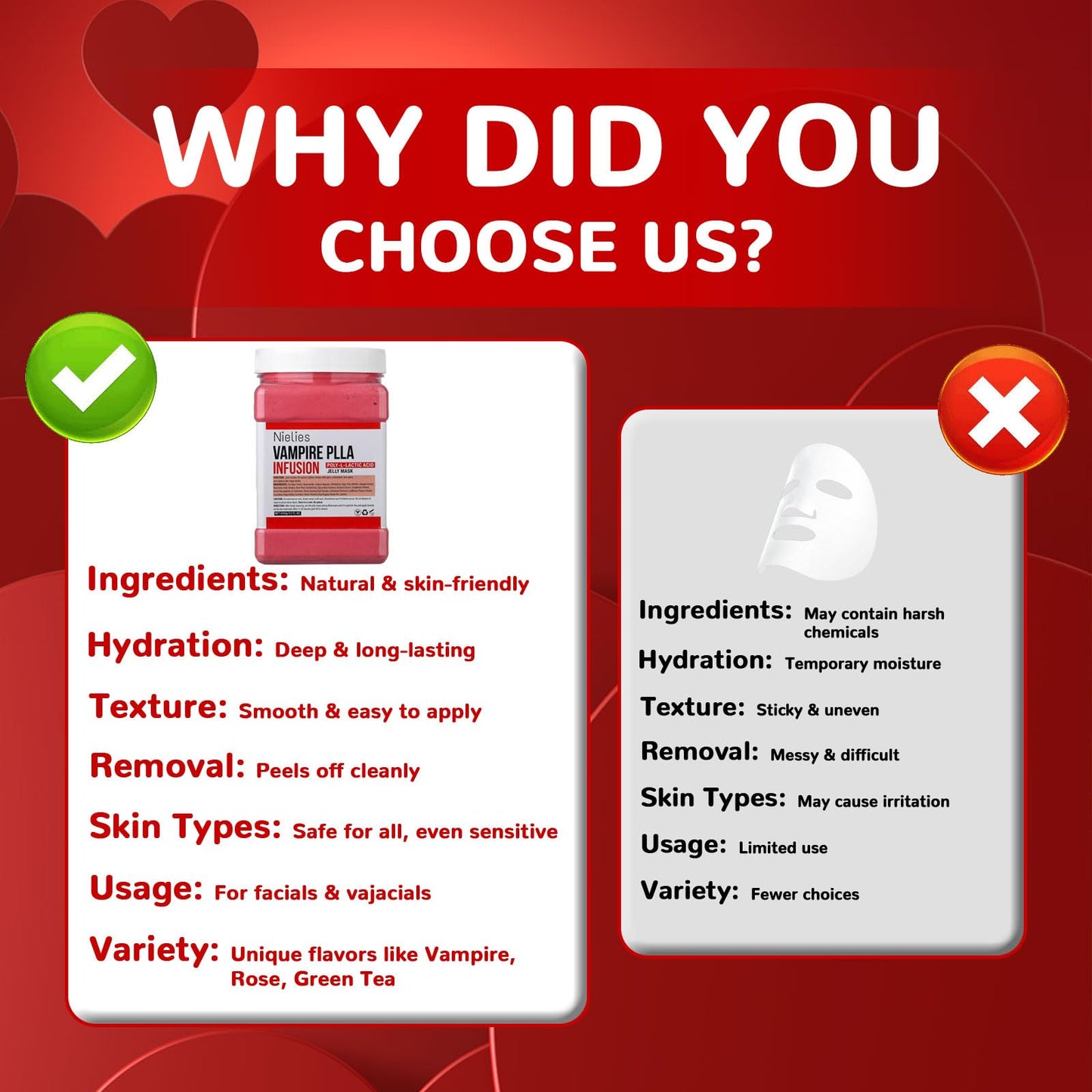 Nielies Jelly Masks for Facials Professional- Vampire Peel-Off Jelly Mask Set, Face Mask For Instant Hydration For Moisturizing, Smoothing (Vampire)