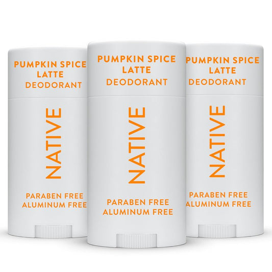 Native Deodorant, Pumpkin Spice – 72‑Hour Odor Control, Aluminum Free, Naturally Derived Ingredients, Smooth Glide Formula – Vegan & Cruelty‑Free – 3 Pack