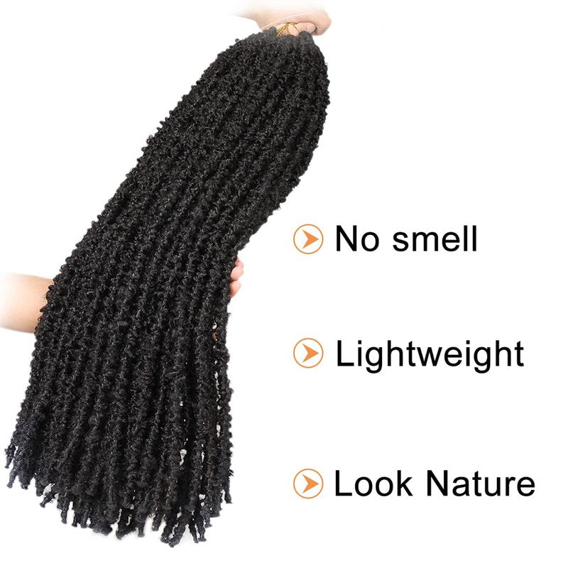 ZRQ 36 Inch Long Butterfly Locs Crochet Hair 6 Packs Pre-looped Black Distressed Locs Goddess Soft Locs Crochet Braids Synthetic Boho Locs Hair Extensions For Women 1B#